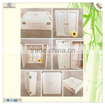 Handle Cabinet Style Pine Wooden Jewelry Storage Box