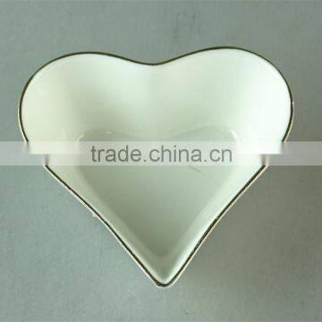 Wholesale Stock White Heart Shape Ceramic Serving Dish With Silver Line in Good Quality and Reasonable Price photo-2