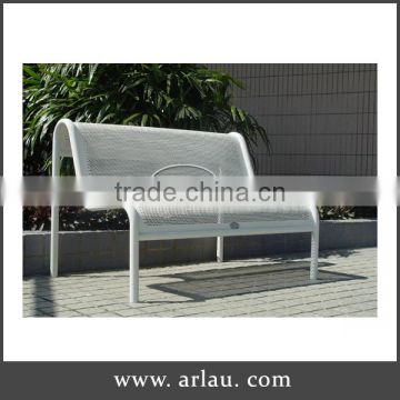 high backed outdoor metal resting bench