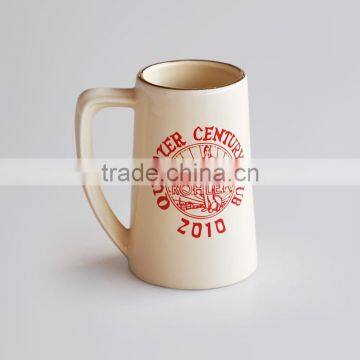 Hot Sale Irregular Shape Ceramic Beer Mug, with Customized Decal