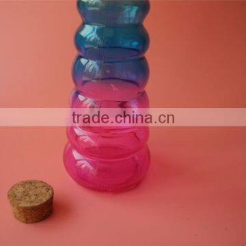 Rainbow Colored Grain Glass Edible Oil Jar With Wooden Cork photo-3