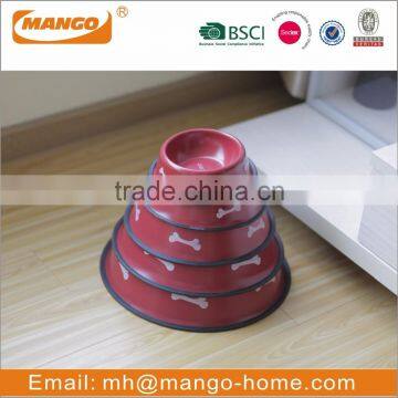 Non slipped Red Metal Pet Food Bowl