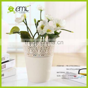 Wholsale Round Plastic Desktop Flower Pot/mini Storage Bucket Lace Hollow Style photo-4