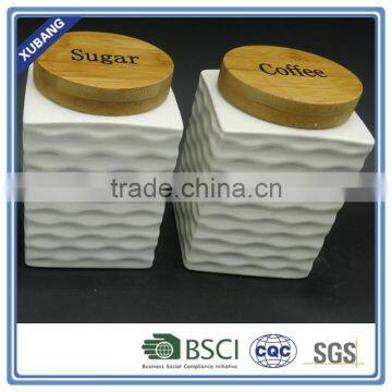 White Colour Coffee Sugar Tea Ceramic Storage Jar photo-2