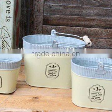 High Quality Popular Special White Outdoor Decoration Small Metal Planter Oval Iron Flower Pot for Home photo-2