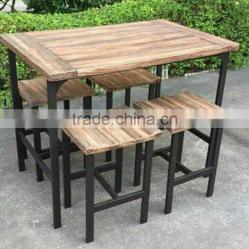 Fiberglass clay wooden look outdoor garden furniture set