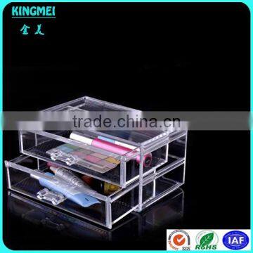 Plastic Acrylic PMMA Lucite Drawer Cosmetics Storage Box with Handles