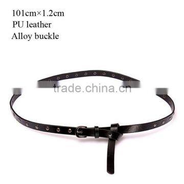 Wholesale rivets decorated D buckle sex girl thin PU knot waist belt