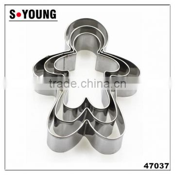 47037 3pcs ginger shape stainless steel cookie cutter set