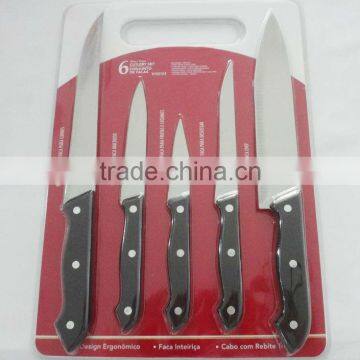 5 pcs kitchen knife set with PP chopping board