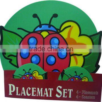 Table mat set with nice insect picture