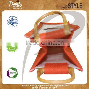 Jute Wine Bag With Cane Handle for One Bottle photo-5