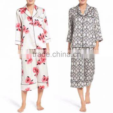 Wholesale Custom Crop Pajamas Sets Women Nighty Sleepwear Mature Women Sleepwear Women