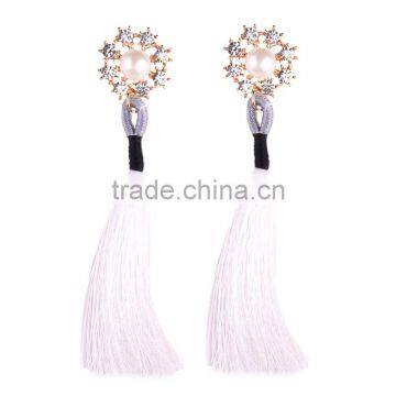 Bohemian Jewelry Imitation Pearls With Long Colorful Tassel Charms Earrings for Women photo-5