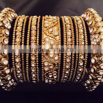 Beautiful Blue and Gold Bangle Set,Bridal Wholesale Bangles Bracelet,Fashion Bangle Sets photo-3
