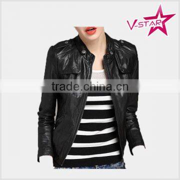 Ladys Leather Jacket OEM Service Faux Jacket Customized Pu Jacket