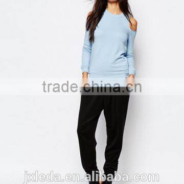 2016 Fashion Ladies Summer Crew Neck Cold Shoulder Sweatshirts photo-2