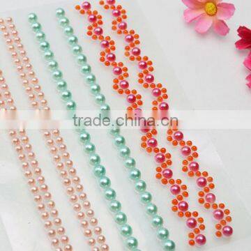 Wholesale Craft Gem Stickers Custom Design Pearl Sticker Rhinestone With Glue Sticker photo-2