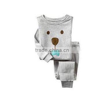 2014 new fashion gray baby pyjamas suits children's undergown kids cotton sleepwear