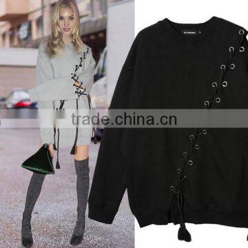 2017 Occident style spring loose sweater hoodie women fashion pullover hoodie