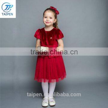 Girls Party Dress Coral Fleece Winter Dress Designs For Girl Of 10 Years Old Short Puff Sleeve Dress