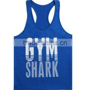 Customized OEM Brand Logo GYM Shark Sleeveless Fitness Sportwear GYM Vest Cotton Stringer Bodybuilding Men GYM Shark Tank Top photo-3