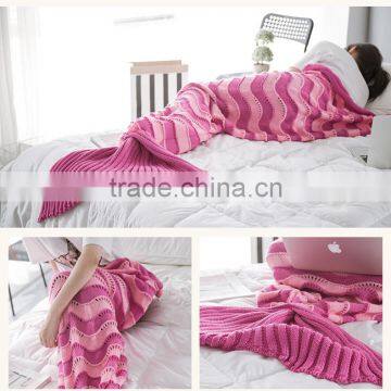 Customized High Quality Ladies Striped Hollow Mermaid Tail Blankets photo-4