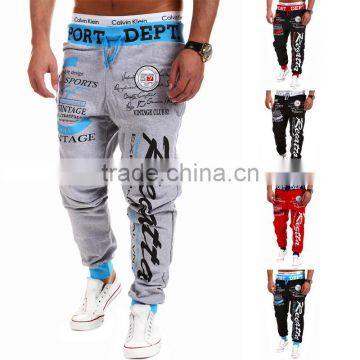 2016 men jogger pants customized Grey with drawstring latest design