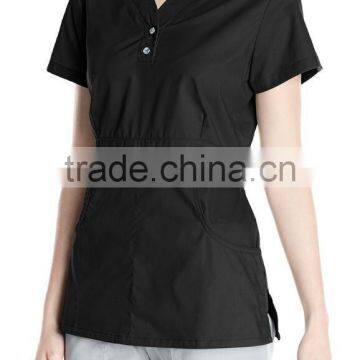 Women's Button-front Scrub Top Longer Length Medical Scrub photo-3