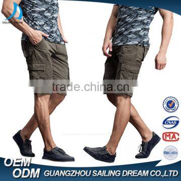 Apparel factory fashion design army green micro cheap chino six pockets sports short pants