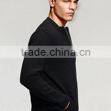 2017 Popular Black no Patten Simple Cool Men's Cardigan Sweater With Zipper photo-3