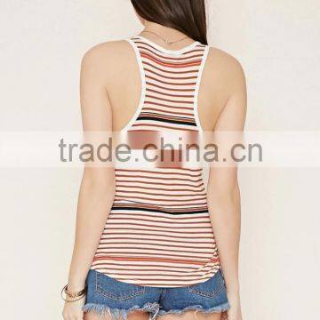 2016 Guangzhou Shandao Oem Service Summer New Arrival Knit Stripe Sleeveless Young Ladies New Design Fashion Top photo-3