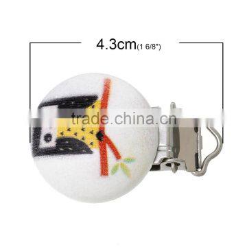 Custom Round Mixed Owl Halloween Pattern Baby Wood Pacifier Clip photo-2