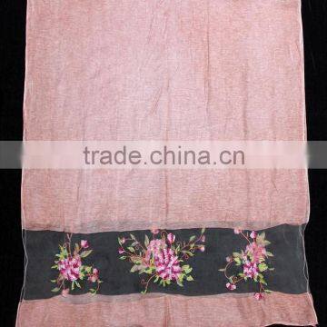 2017 High Quality Women Flower Embroidered Silk Scarf photo-2