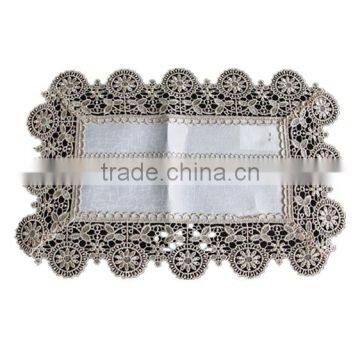 White Lace Round Rectangular Placemats and Coaster