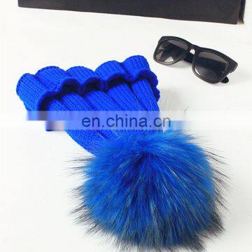 Hand made big fur ball poms hats top grade weaven parent child hats