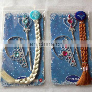 PAS-0763 Girls Party Cosplay Tiara Set Princess Elsa & Anna Tiara Wand and Wigs