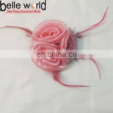 Feathers Pink Three Fascinator Flower Brooch Wholesale hair clip