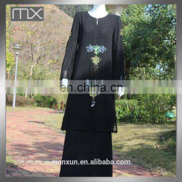 hot selling black black designer burqa moroccan tunic indonesia muslim dress