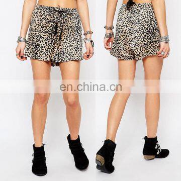 Trade assurance bohemians drawstring leopard print wholesale crossfit shorts