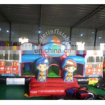 Factory Customized New Inflatable Firetruck Playground for sale