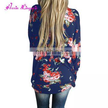 Hot Selling Boho Irregular Long Sleeve Wrap floral cardigan 2017 women