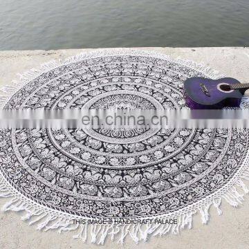 Indian Round Mandala Elephant Yoga Mat Boho Beach Throw Tapestry Blanket Tassels Round Mandala Wall Hanging picnic Wholesale