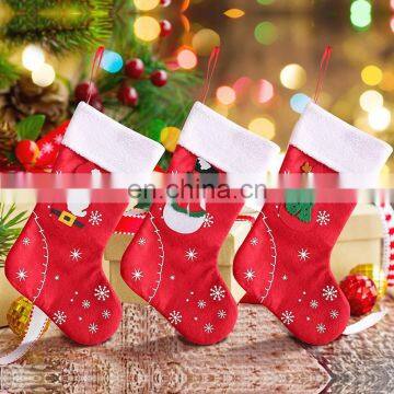 2019 Christmas Stockings Fabric Santa Claus Sock Gift Kids Candy Bag Snowman Deer Pocket Hanging Xmas Tree Ornament photo-3