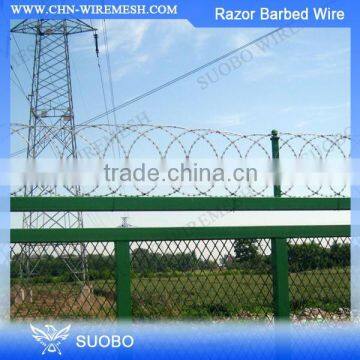 Hot Sale Chain Link Fence Top Concertina Razor Barbed Wire, Straight Razor Wire, Firm Pvc Coated Double Strands Razor Barb Wire