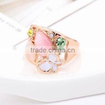 2015 new lovely cute Ring pink stone with stone Daihe RN4813 Poker "A" ring custom stainless steel rings jewelry