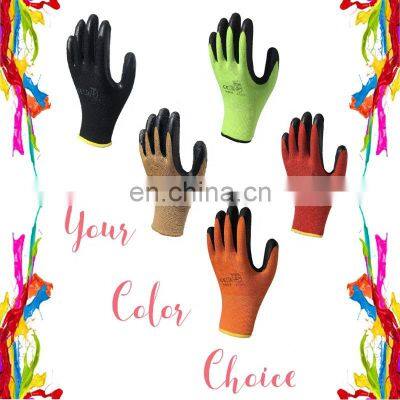 Non Slip Coating Red Nylon Knit Rubber Palm Coated Crinkle Latex Protection Safety Work Gloves