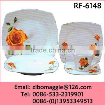 Zibo Made Sqaure Shape White Prormotion Ceramic Cheap Dinnerware Set