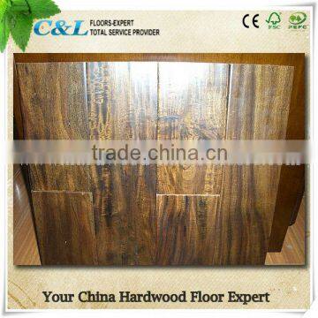 High quality handscraped solid acacia wood flooring