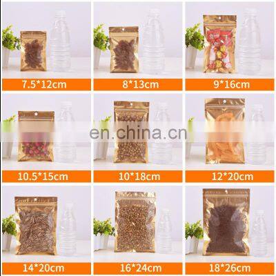 Gold Mylar Zipper Lock Resealable Bag Smell Proof Food Storage Metallic Foil Airtight Front Clear Plastic Candy Packaging Pouch photo-5